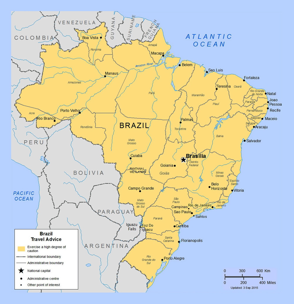 Political And Administrative Map Of Brazil With Major