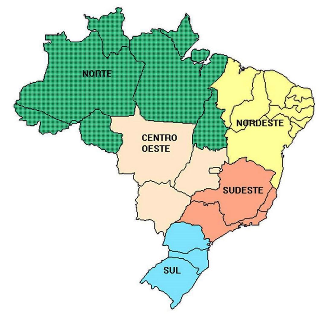 Regions map of Brazil