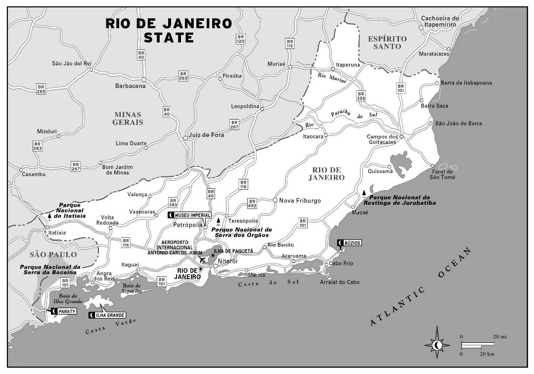 Large detailed map of Rio de Janeiro state