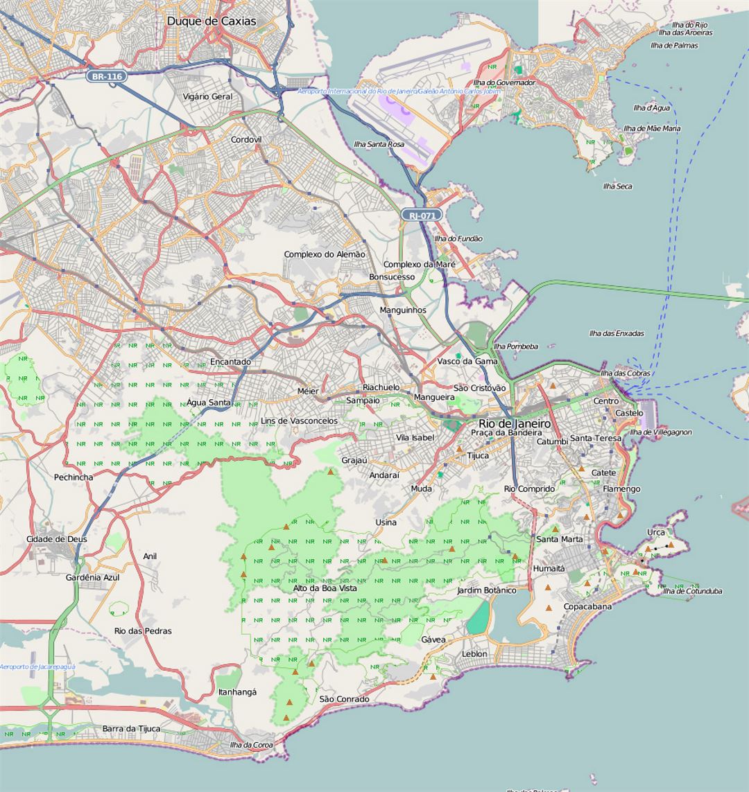 Road map of Rio de Janeiro city