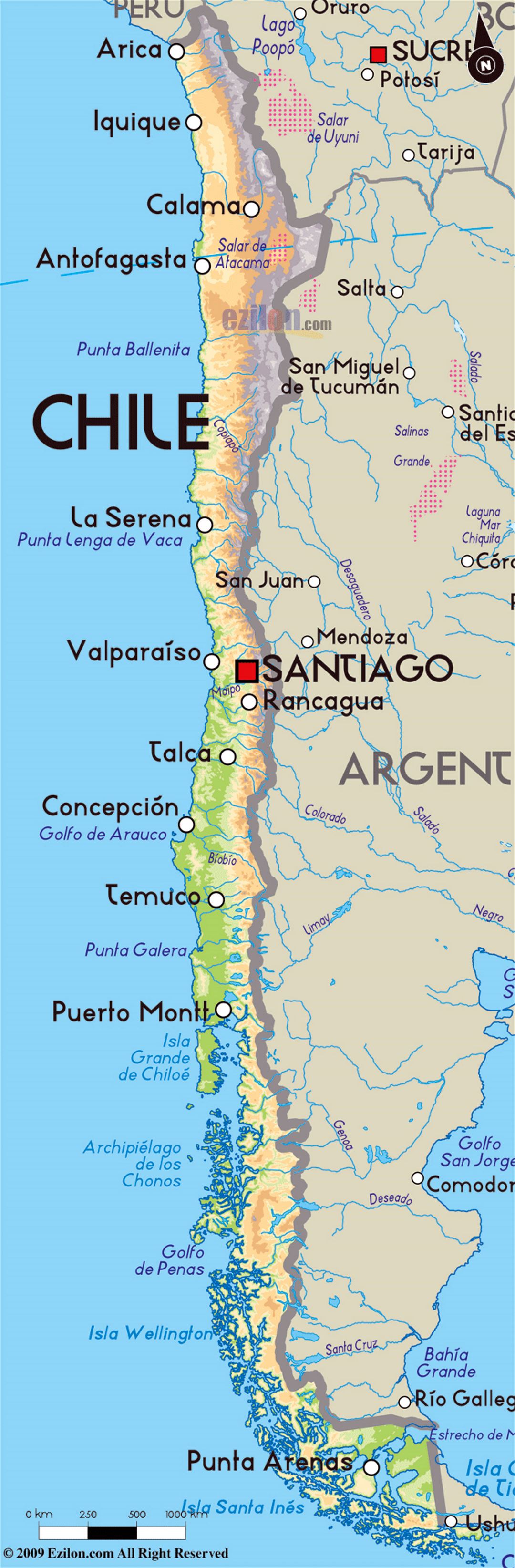 mapa de chile tours