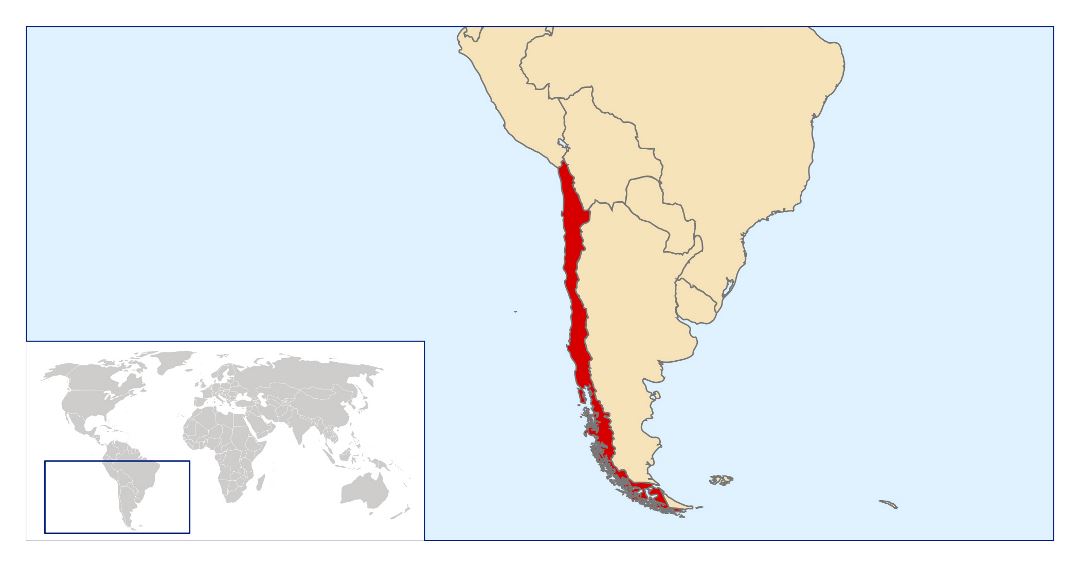 Large location map of Chile