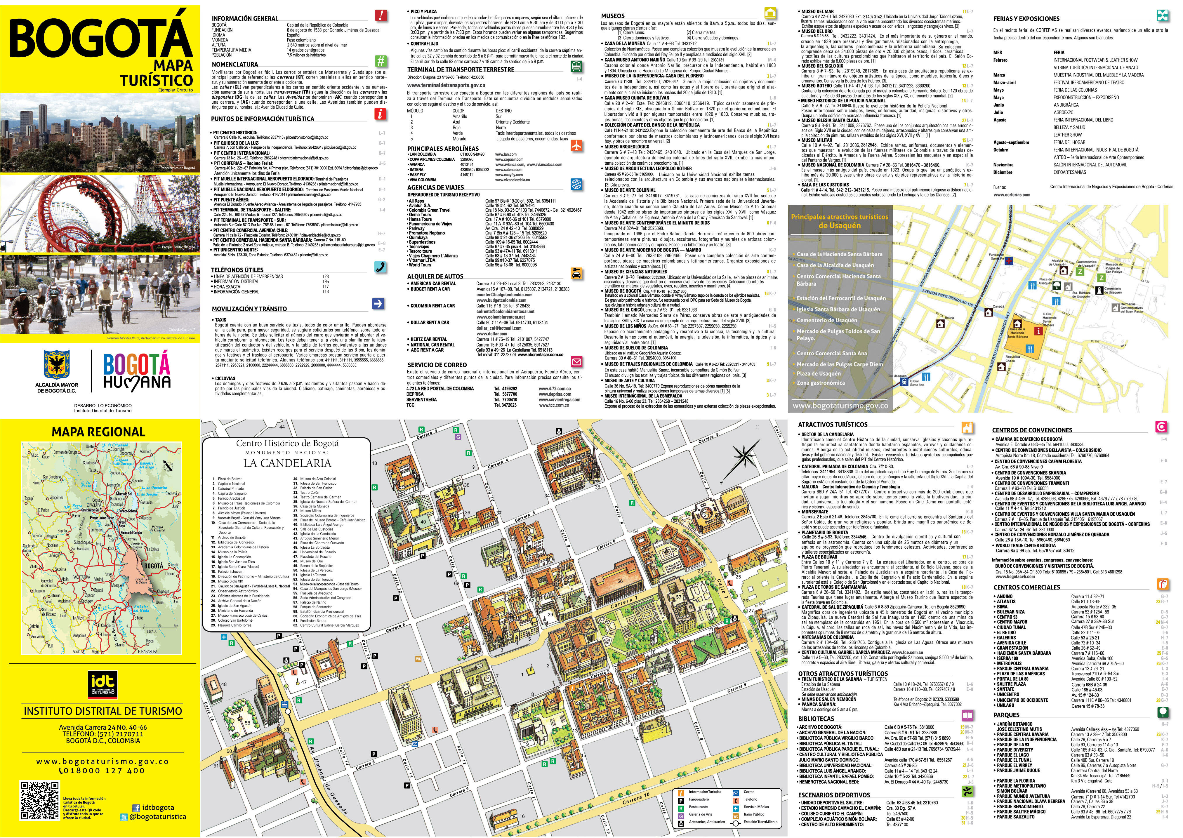 Large Detailed Tourist Map Of Historical Part Of Bogota City In Spain Bogota Colombia South America Mapsland Maps Of The World