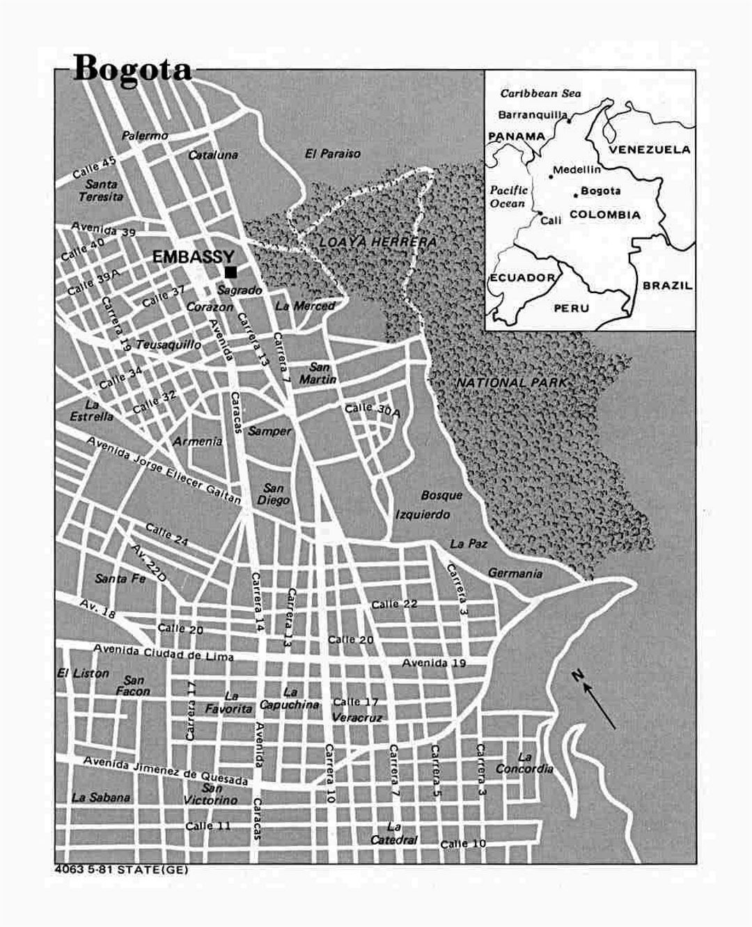 Map of Bogota city - 1981