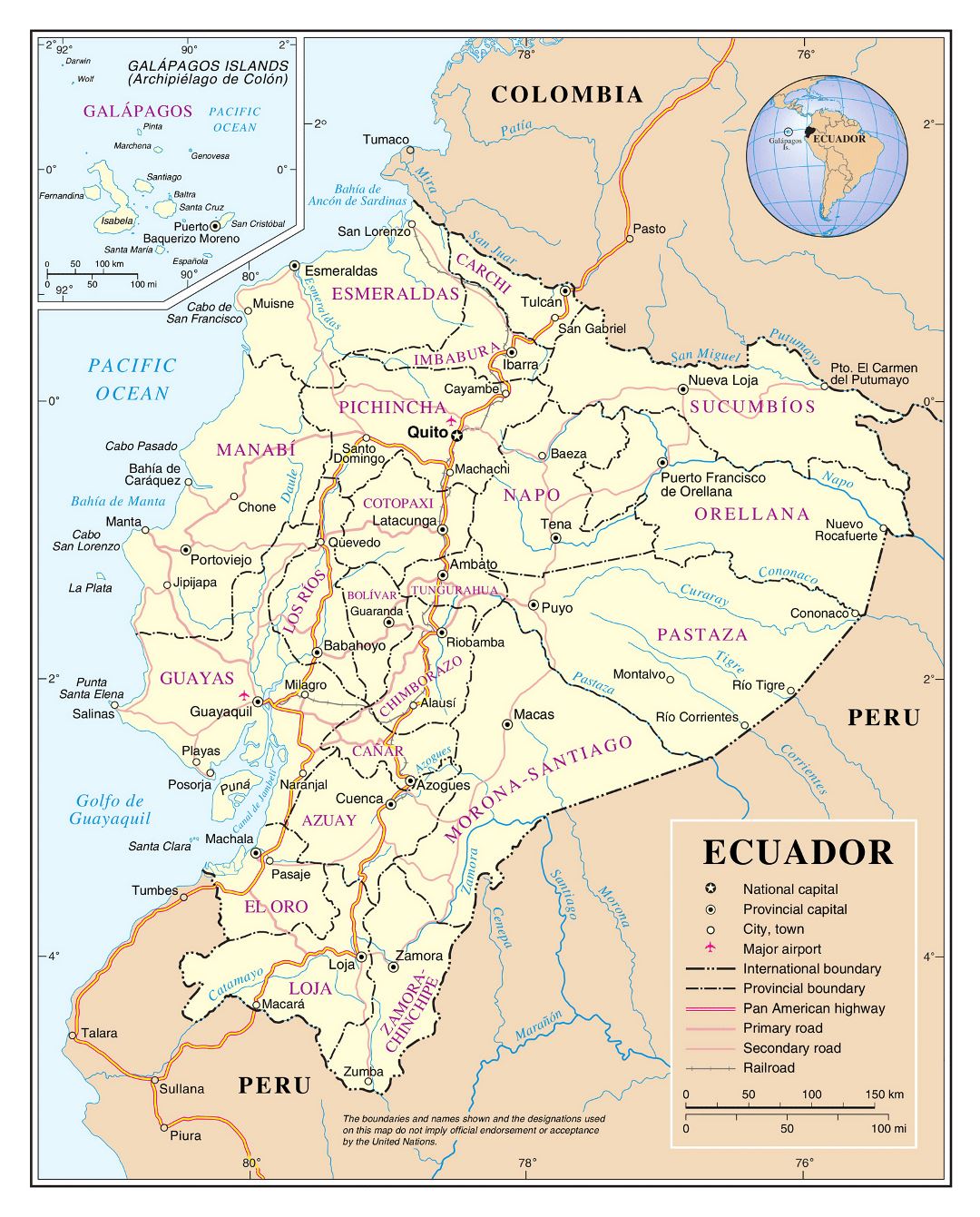 Large Detailed Map Of Ecuador With Cities And Towns Map Detailed Map ...