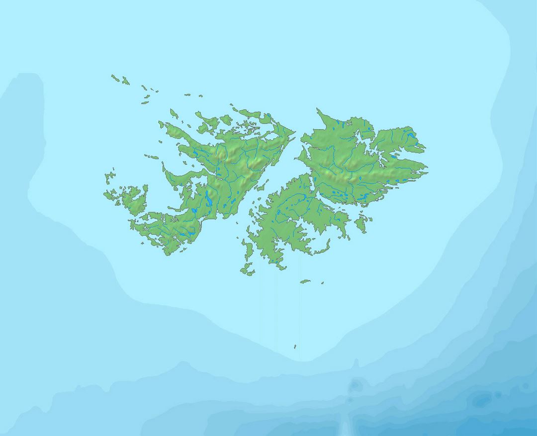Large relief map Falkland Islands