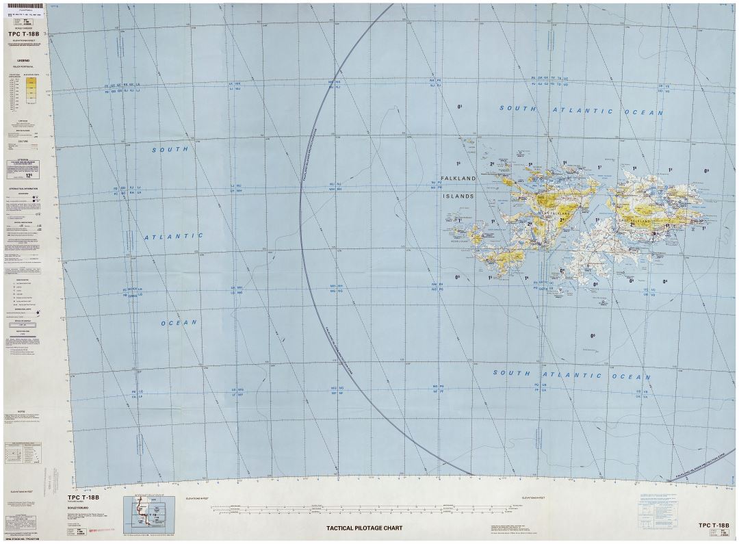 Large scale topographic map of Falkland Islands