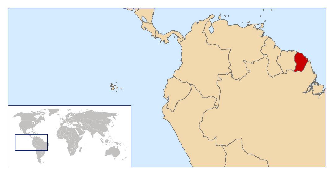 Large location map of French Guiana