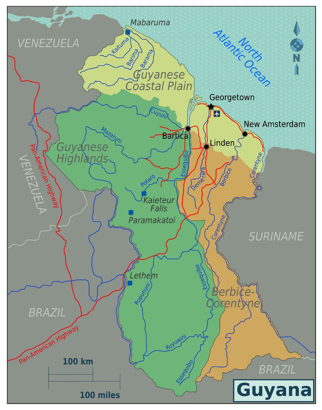 Large regions map of Guyana