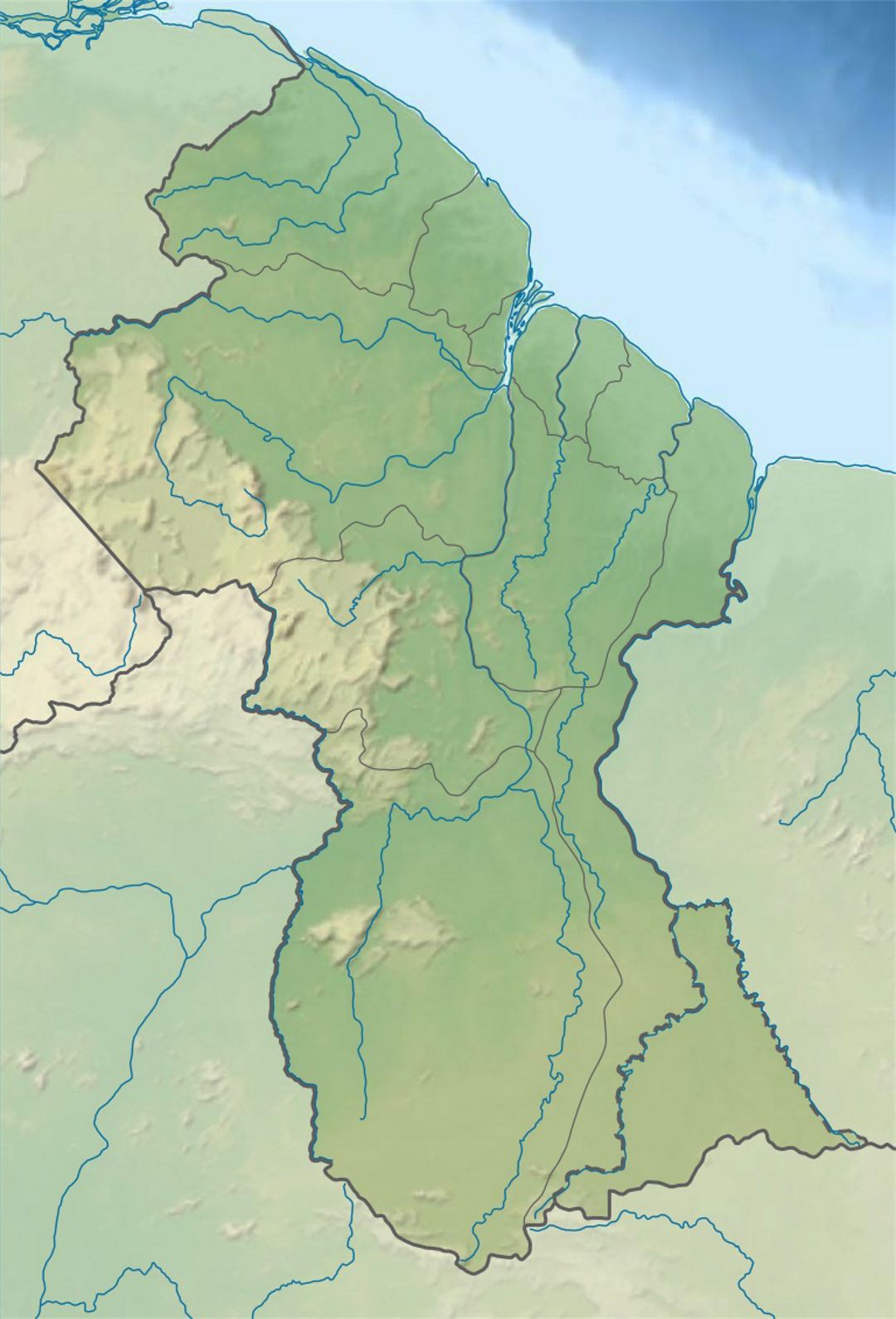 Large relief map of Guyana