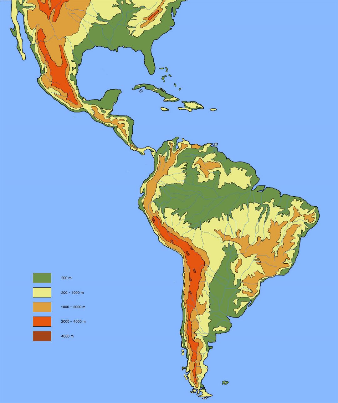 Large elevation map of South America