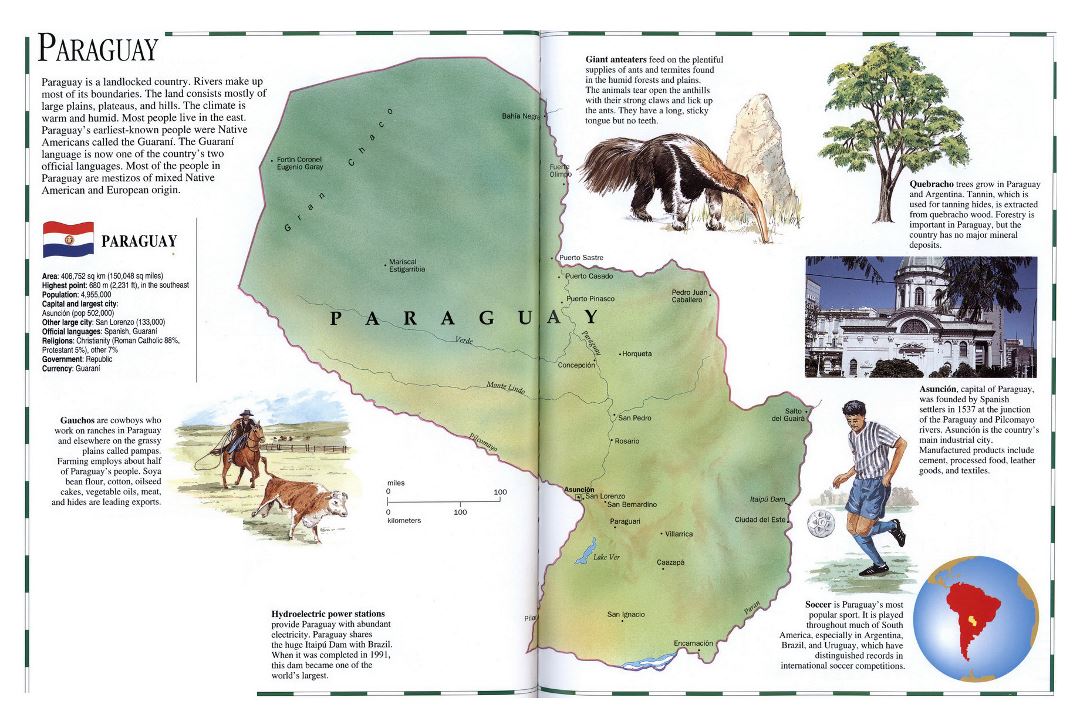 Large map of Paraguay