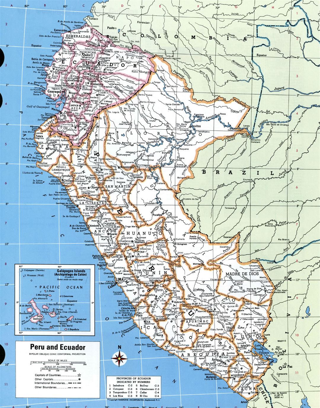 Large detailed political and administrative map of Peru with all cities