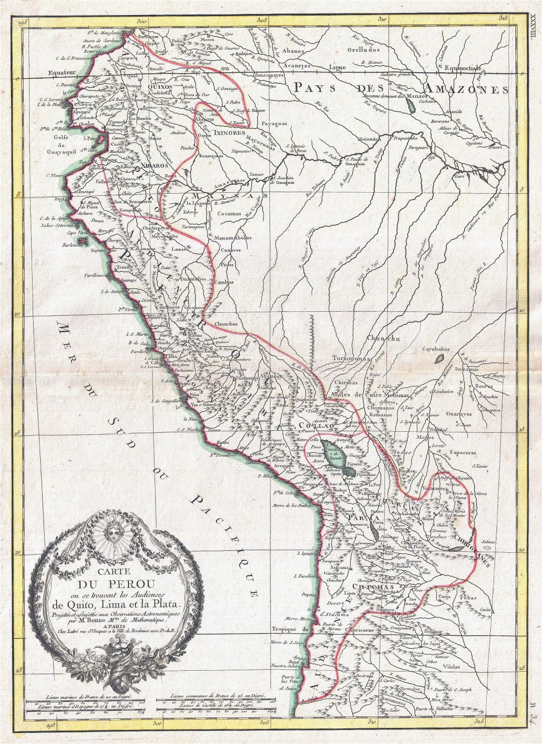 Large scale old map of Peru - 1775