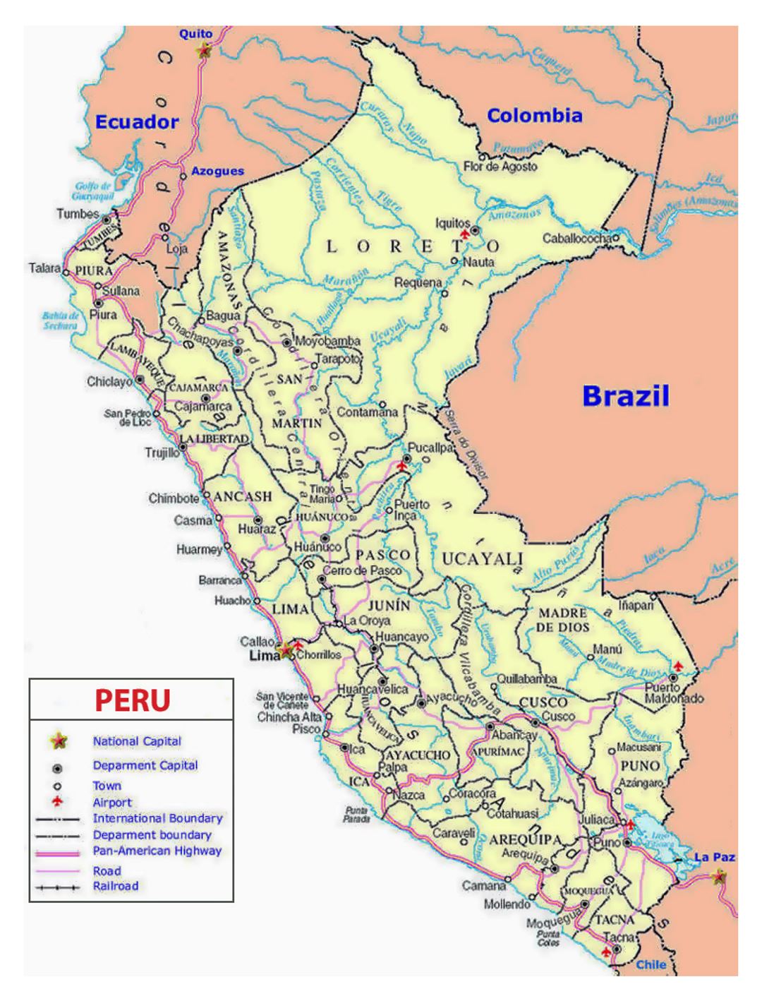 Political and administrative map of Peru