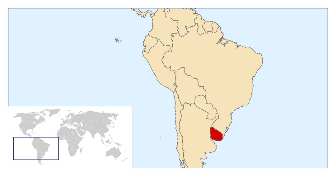 Large location map of Uruguay