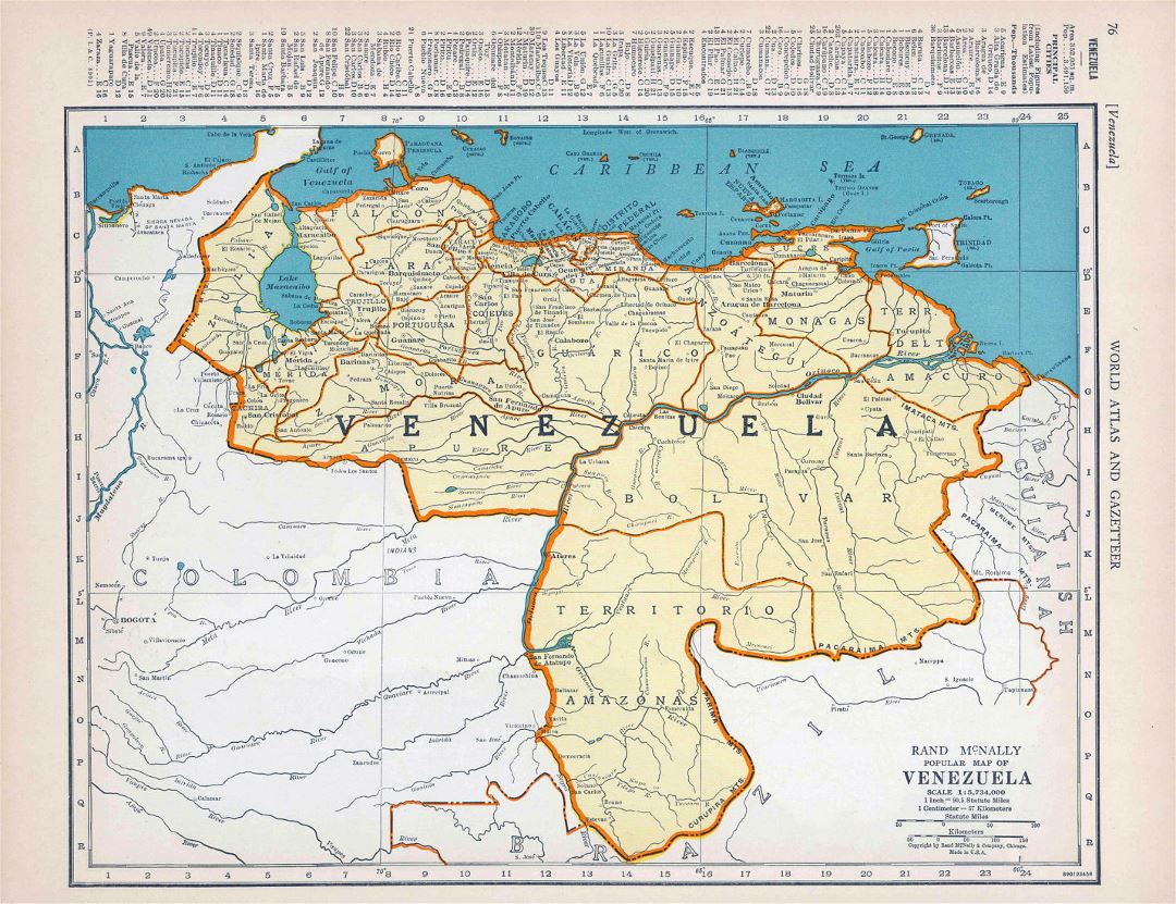 Detailed political and administrative map of Venezuela