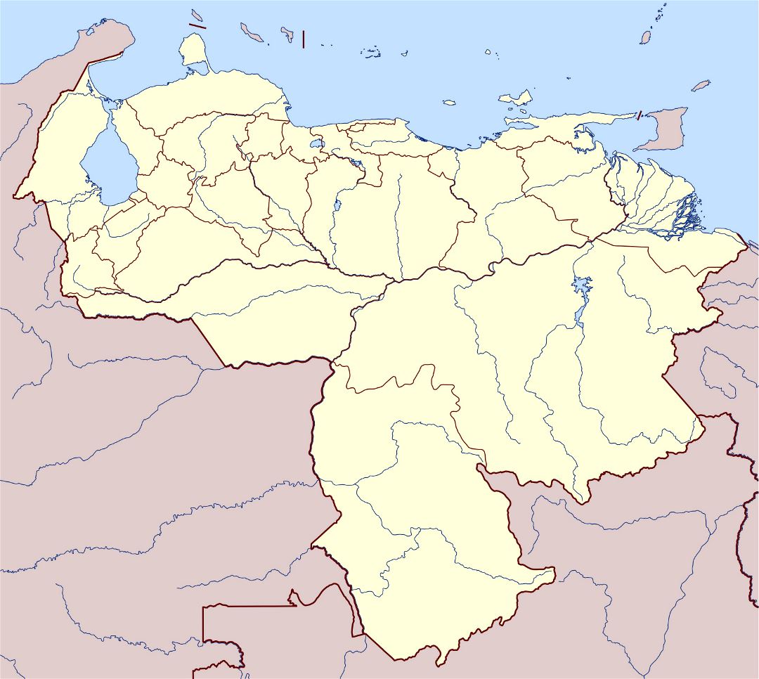 Large contour map of Venezuela
