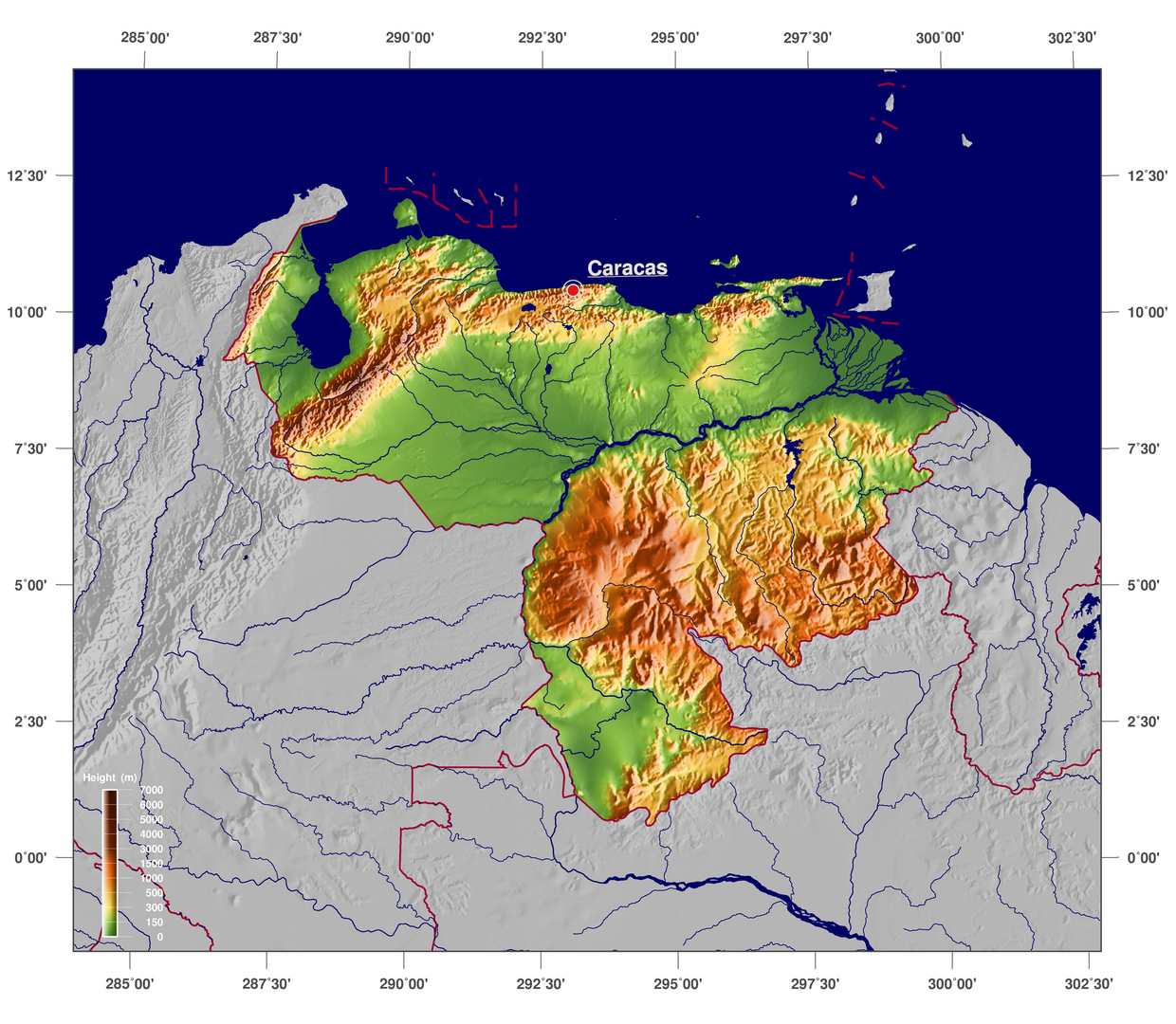 Venezuela Physical Map