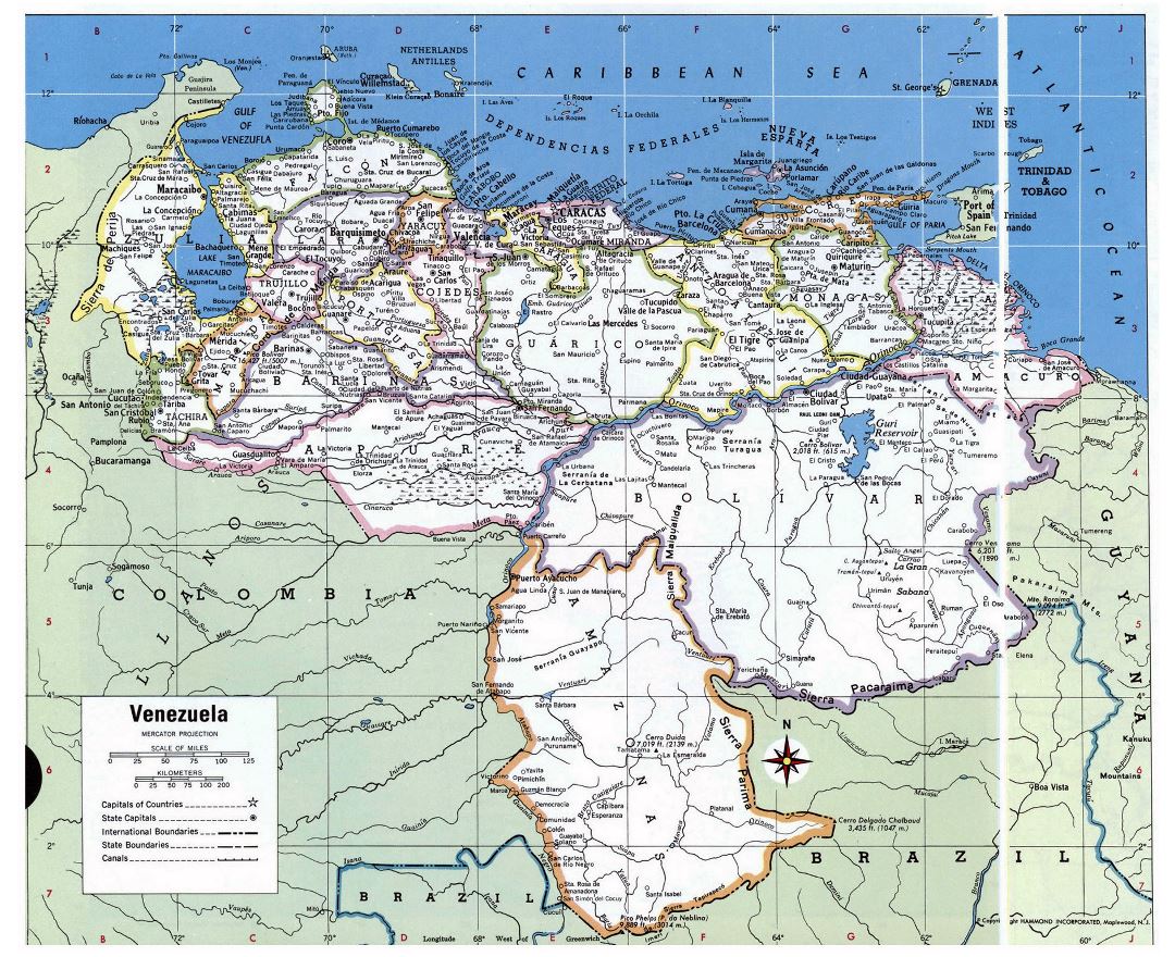 Large Detailed Administrative And Political Map Of Venezuela With Roads