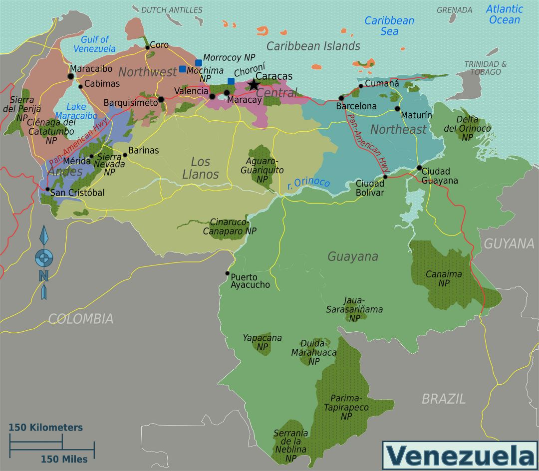 Large regions map of Venezuela