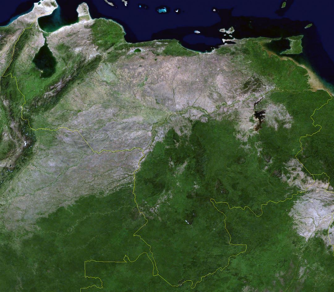 Large satellite map of Venezuela
