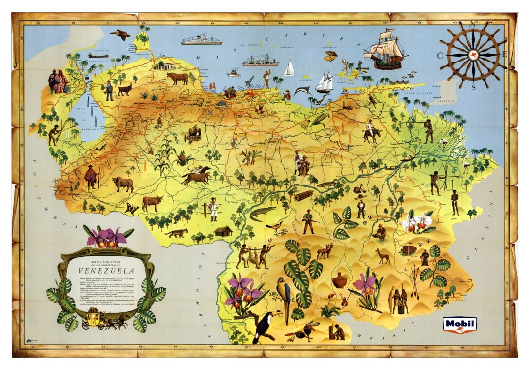 Tourist illustrated map of Venezuela