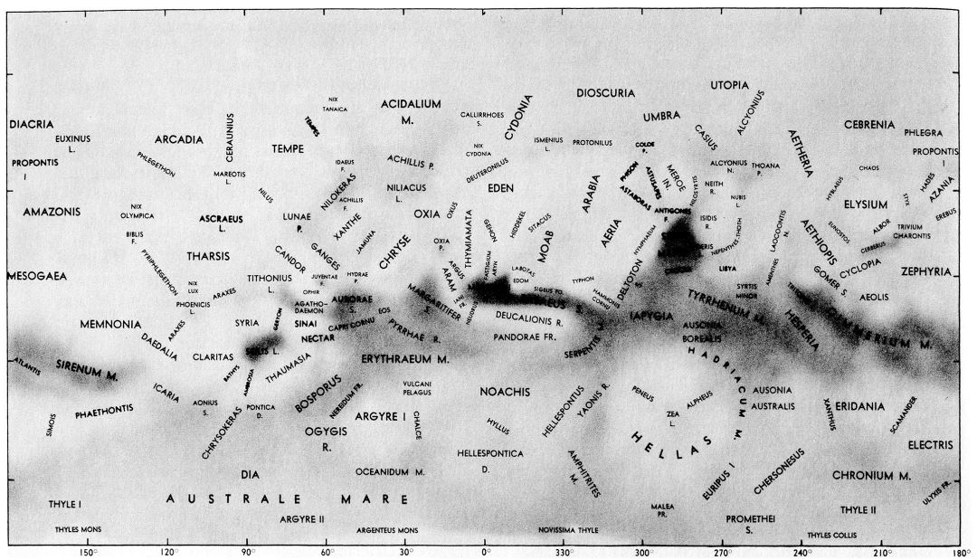 Detailed map of the surface of Mars - 1971