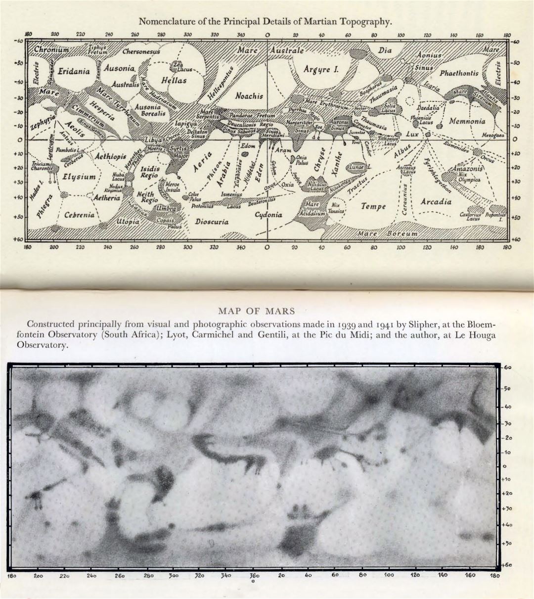 Detailed old map of Mars - 1939-1941