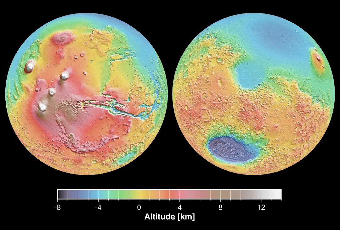 Large detailed map of the surface of Mars