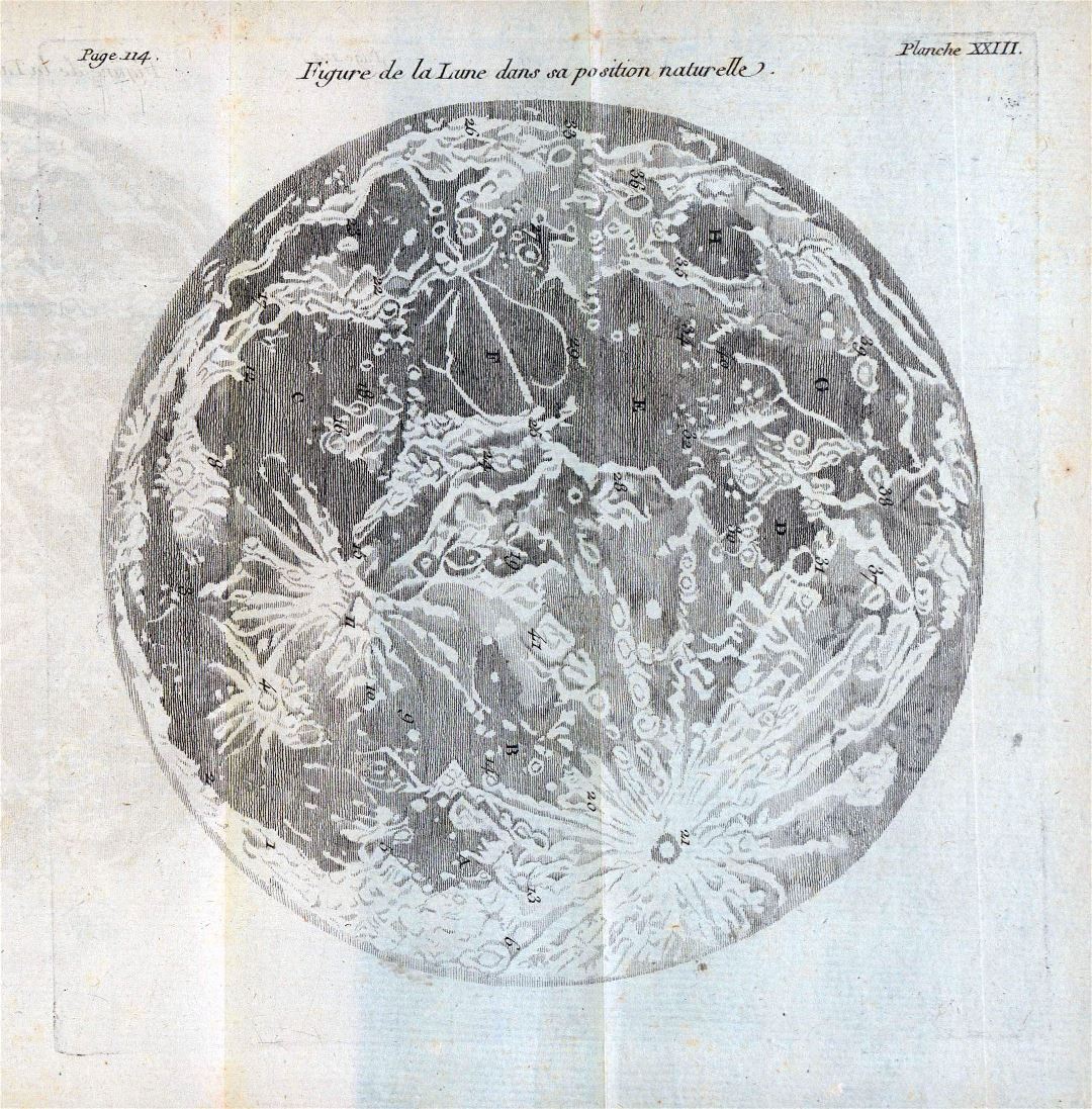 Detailed old map of the Moon - 1771