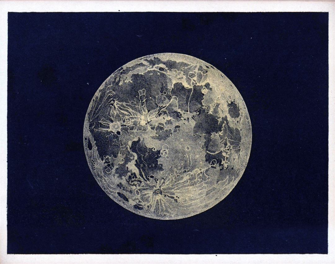 Detailed old map of the Moon - 1842