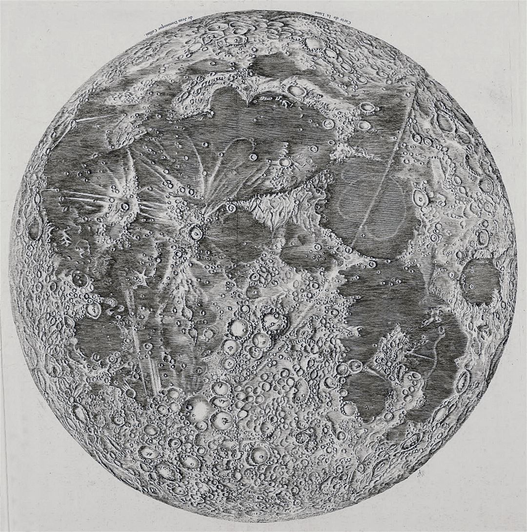 Large detailed old map of the Moon - 1692