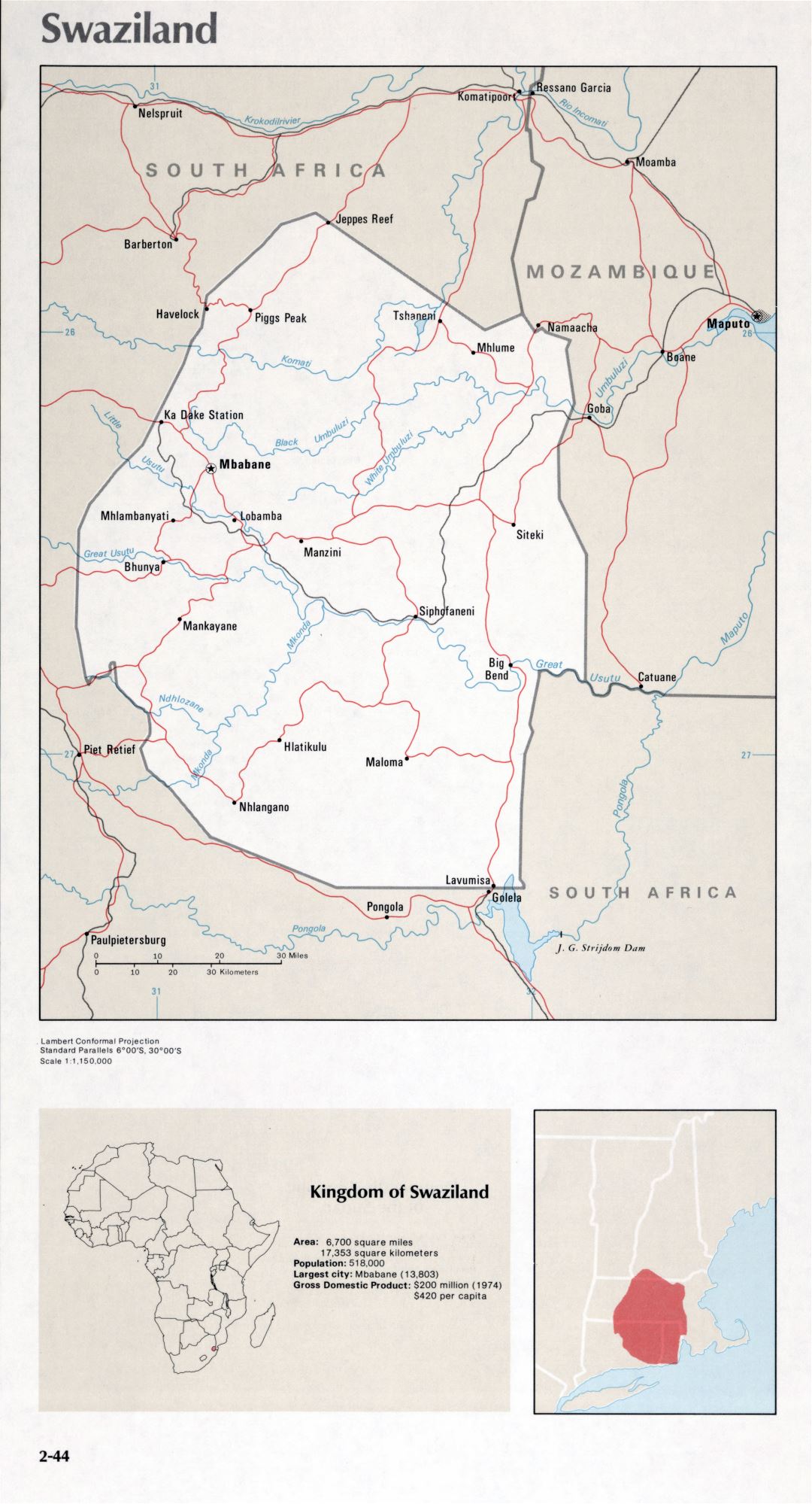 Map of Swaziland (2-44)