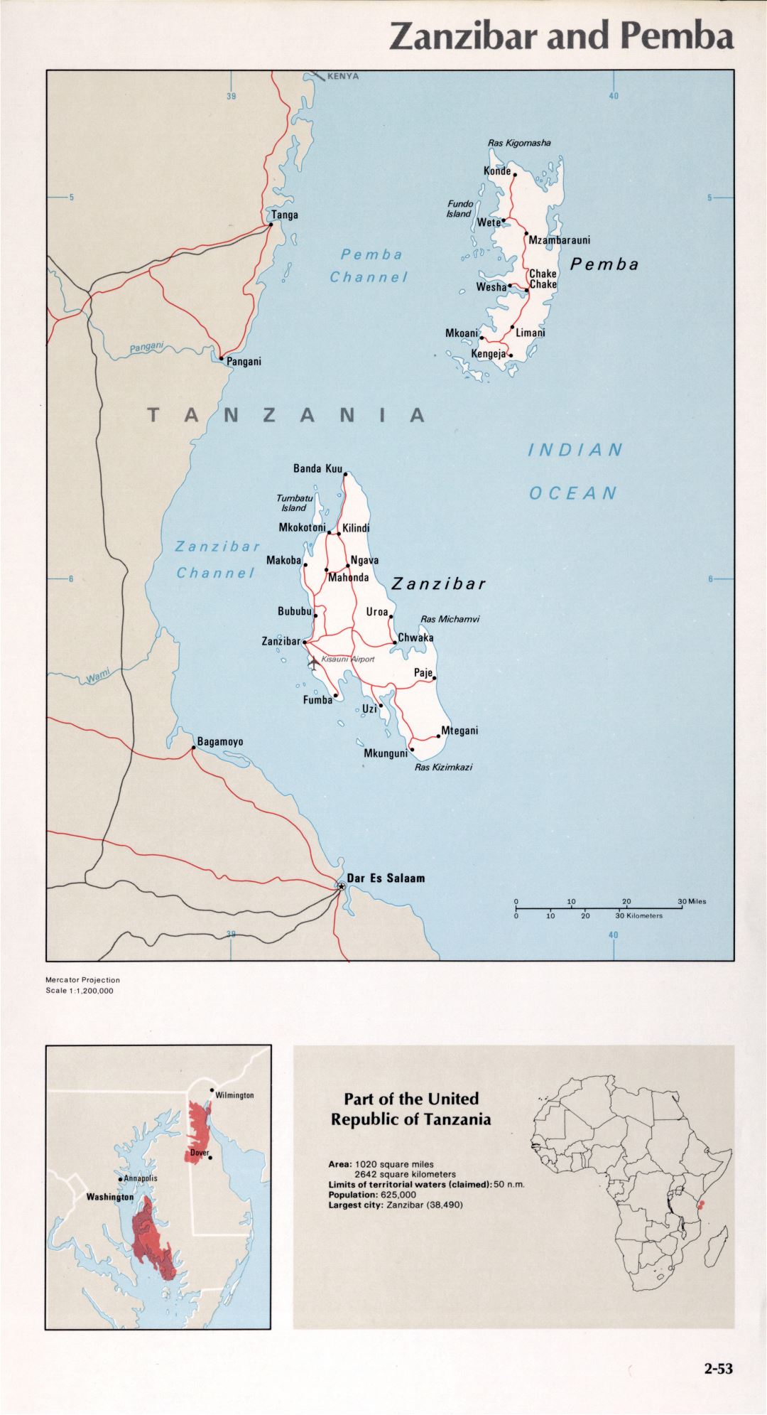 Map of Zanzibar and Pemba (2-53)