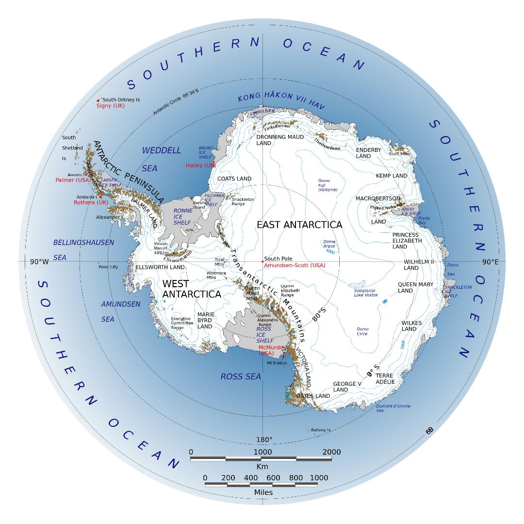 Large map of Antarctica