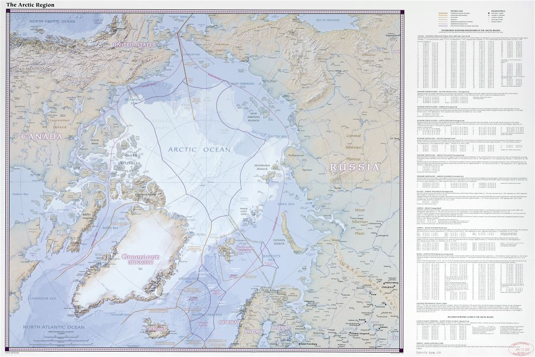 In high resolution detailed map of the Arctic Region with other marks - 2008
