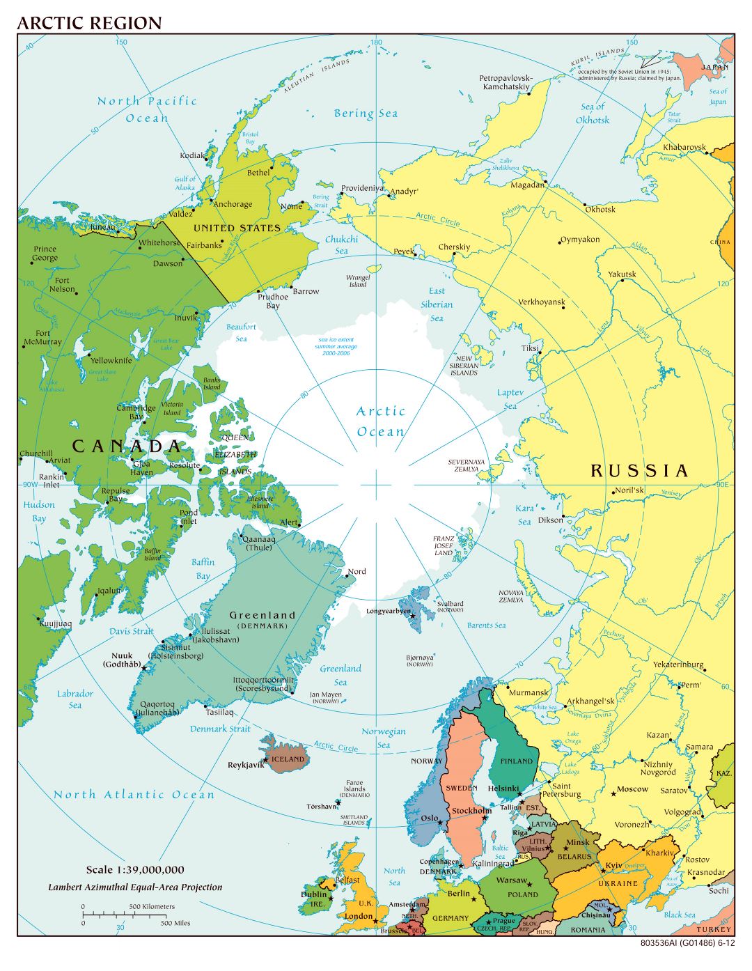 Large scale political map of Arctic Region - 2012