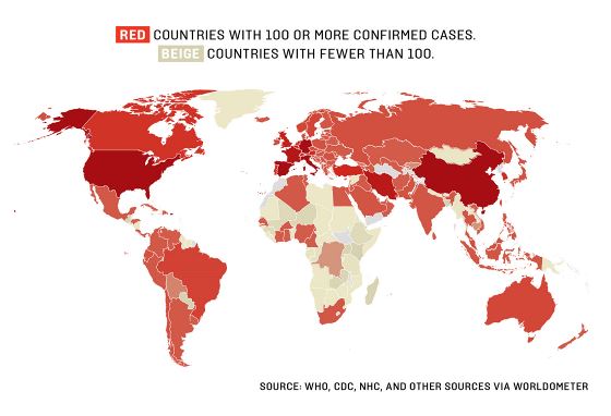 Coronavirus World map 01.04.2020