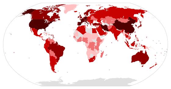 Covid-19 (Coronavirus) World map - 24-03-2020