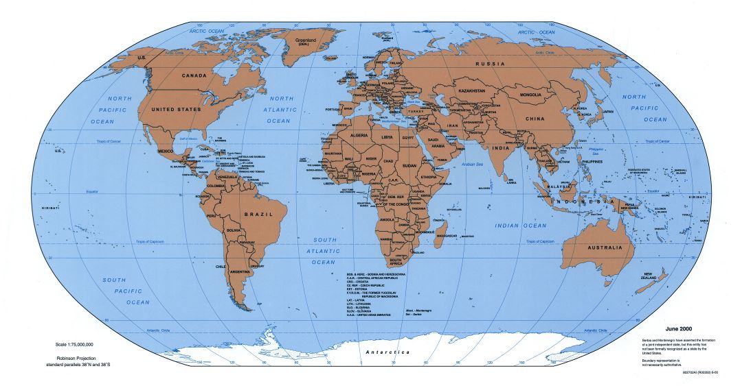 Large scale political map of the World - 2000