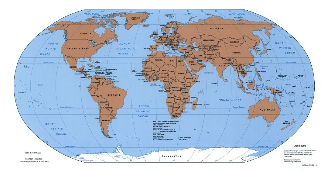 Large scale political map of the World 2000 World Mapsland Maps