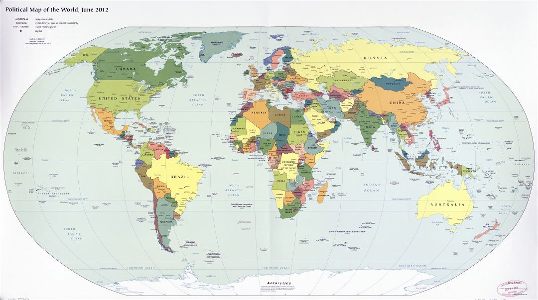 Large scale political map of the World - 2012