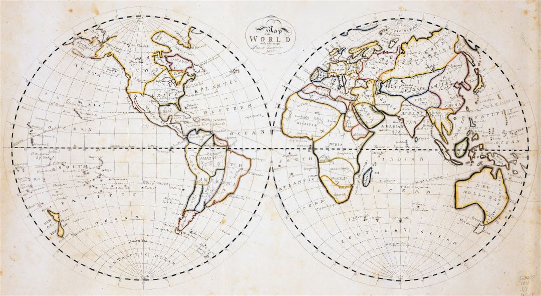 Large scale old map of the World with the Most Recent Discoveries