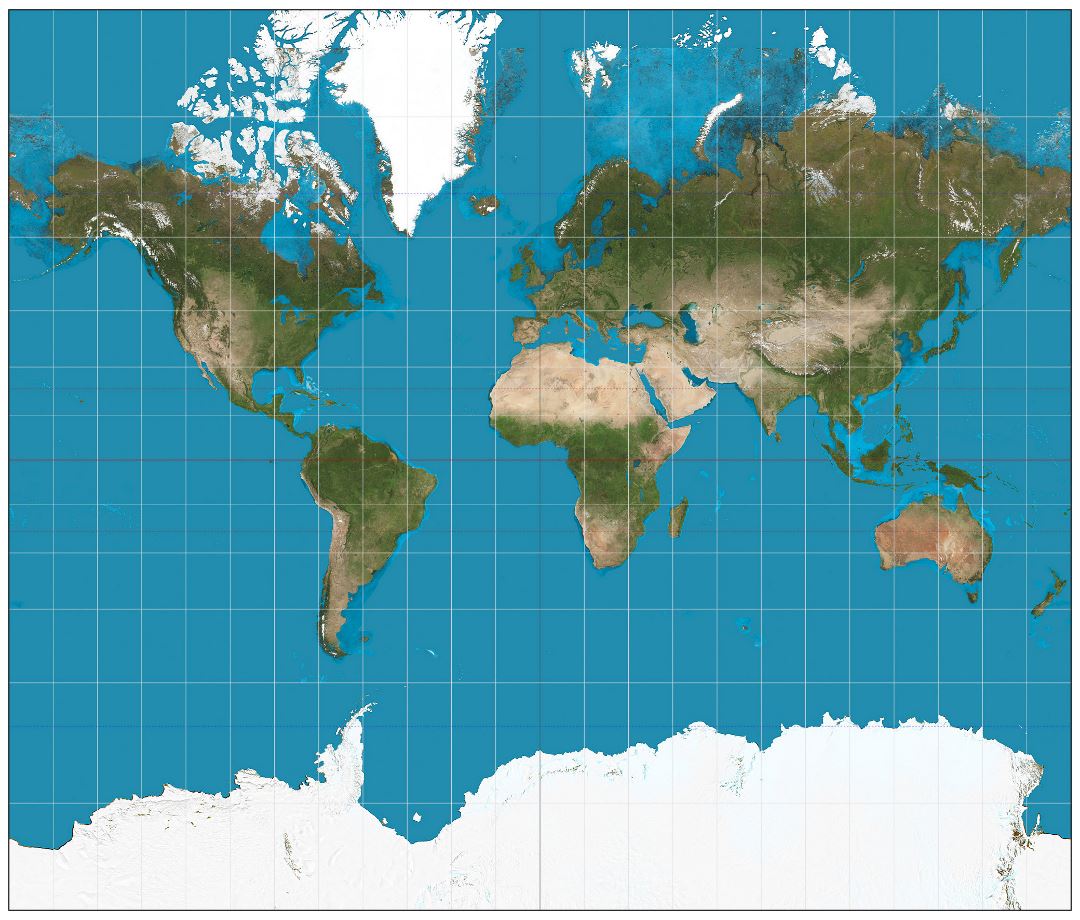 Satellite map of the World