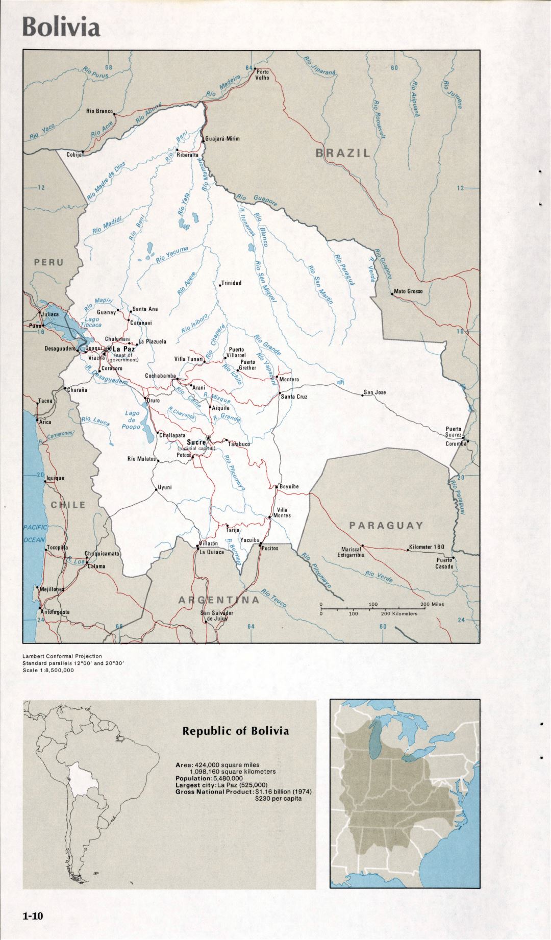 Map of Bolivia (1-10)