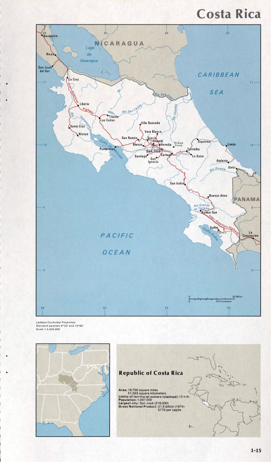 Map of Costa Rica (1-15)