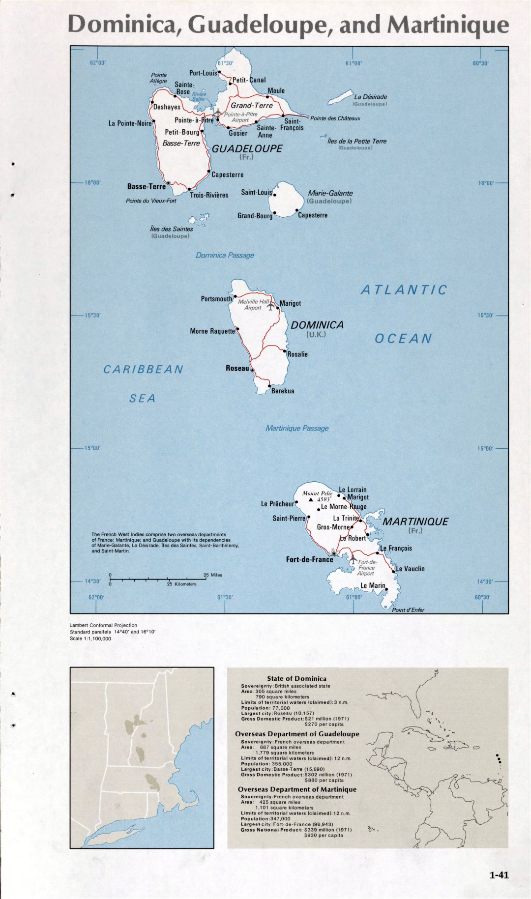 Map of Dominica, Guadeloupe and Martinique (1-41)