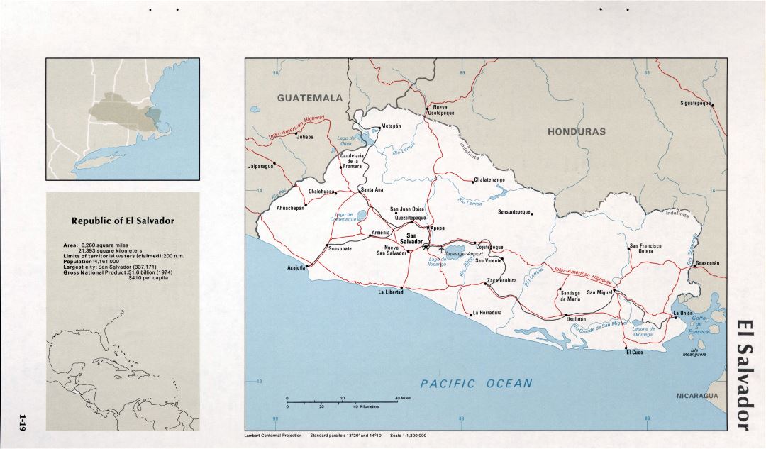 Map of El Salvador (1-19)