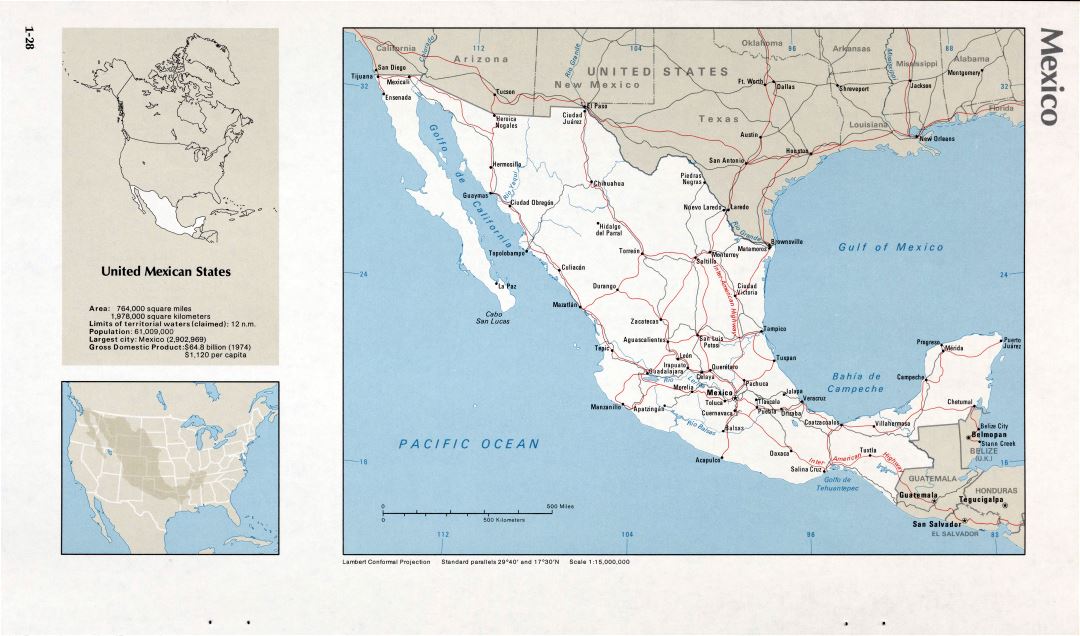 Map of Mexico (1-28)